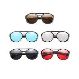 AUGEN Unisex Blue Lens & Black Round Sunglasses with-image-49