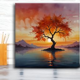 OLIVE TREE Red & Black Canvas Wall Painting-picture-8