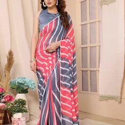DIVASTRI Leheriya Embroidered Poly Georgette Ready to Wear Saree-image-67