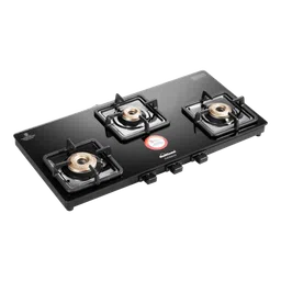 Sunflame Solitaire Tempered Glass Top 3 Burner Manual Gas Stove (Forged Brass Burners, Black)-image-72