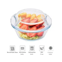 Femora Borosilicate Glass Serving Casserole with Lid (500 ml) - Set of 1-12