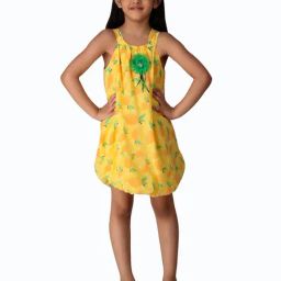Creative Kid'S Girls Yellow Regular Fit Printed Dress-image-14