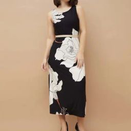 Code By Lifestyle Black Regular Fit Floral Print Dress-picture-27