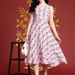 Anouk Floral Printed A-Line Ethnic Dress-image-93