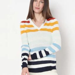 Vero Moda White Striped Full Sleeves Sweater-picture-43