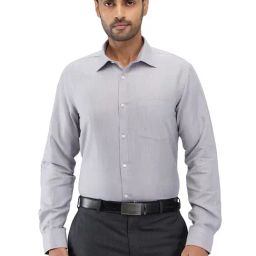 Park Avenue Grey Slim Fit Self Pattern Shirt-image-68