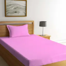 HOSTA HOMES Pink Cotton Satin 210 TC Bed Sheet Set-38