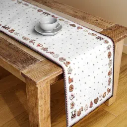Klotthe White & Maroon Cotton 140 TC Table Runner - Set of 1-picture-2
