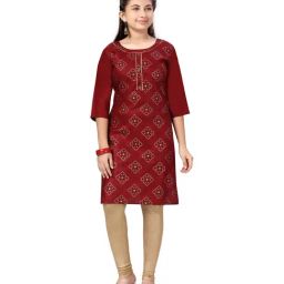 Aarika Kids Maroon Cotton Printed Kurti-image-59
