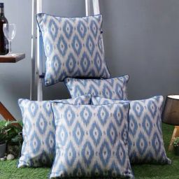 Romee Blue & White Polyester Cushion Cover - Set of 5-image-8