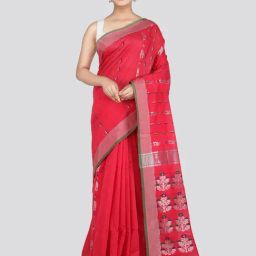Pinkloom Pink Cotton Silk Woven Saree With Unstitched Blouse-image-11