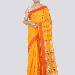 Pinkloom Yellow Cotton Silk Woven Saree With Unstitched Blouse-picture-30
