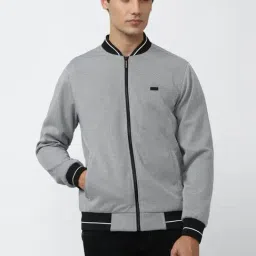 Van Heusen Sport Grey Regular Fit Self Pattern Bomber Jacket-image-7