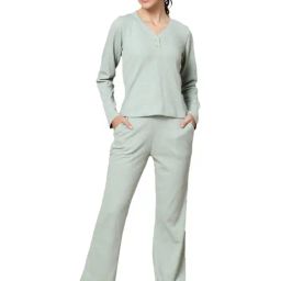 Strong & Brave Sage Green Blended Regular Fit Co-Ord Set-picture-10