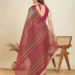 SHANVIKA Beige Pure Cotton Floral Saare image 2