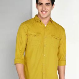 Kuons Avenue Mustard Slim Fit Shirt-image-21