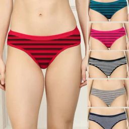 AROUSY Blue & Red Printed Bikini Panties - Pack Of 6-image-91