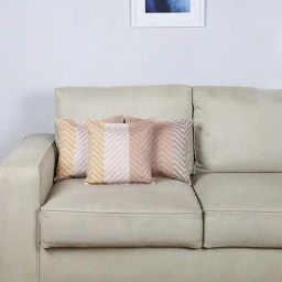 House This Bunai Yellow & Brown Cotton Cushion Cover (Set of 3) - Regular-image-31