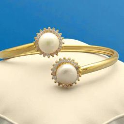 Sri Jagdamba Pearls White Jacine Pearl Cuffs Bracelet-picture-35