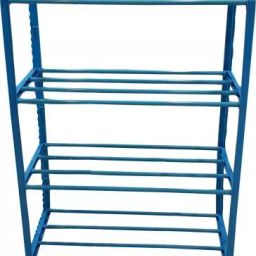Shopper52 Portable Folding 4 Tier Plastic Shoe Rack Organiser for Home and Office 4SHRKM-BU-8