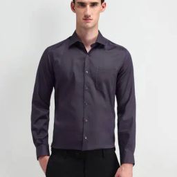 Arrow Purple Cotton Slim Fit Self Pattern Shirt-image-30