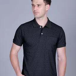 MOUNTAIN COLOURS Men Geometric Self Design Polo Collar T-shirt-picture-43