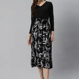 Popnetic Floral Print A-Line Tiered Midi Dress with Belt-picture-51