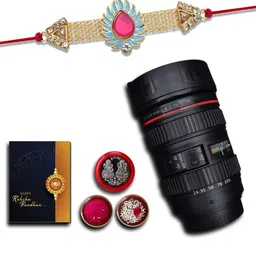 DeoDap Roli Chawal Coin Mug & Greeting Card Rakhi Gift Set-49