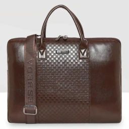 Esbeda Brown PU Medium Laptop Messenger Bag-image-68