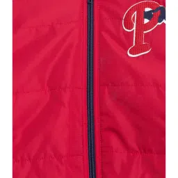 Blue Giraffe Kids Red Color Block Pattern Padded Jacket image 3