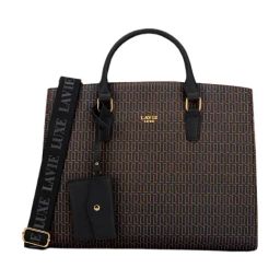LAVIE LUXE Choco & Black Ellon25 Logo Large Satchel-11