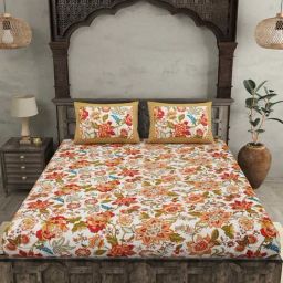 JaipurFabric Red Rose 100% Pure Twill Cotton 240 TC Double Bedsheet with 2 Pillow Covers-image-40