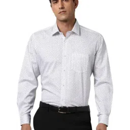 Van Heusen White Cotton Regular Fit Floral Print Shirt-picture-10