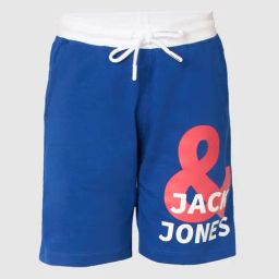 Jack & Jones Junior Blue Logo Print Shorts-image-67