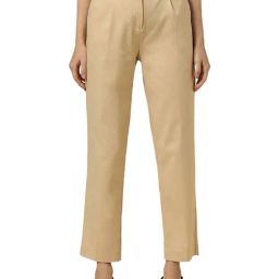 Allen Solly Beige Solid Formal Trousers-image-33