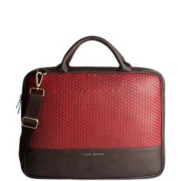Gauge Machine Brown & Red PU Medium Laptop Messenger Bag-8