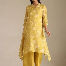 Soch Yellow Linen Blend Floral Palazzo Set-picture-3
