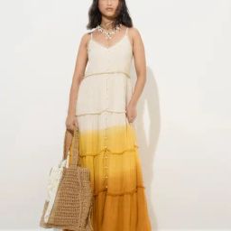 LOV by Westside Beige Ombre-Finish Tiered Dress-image-23