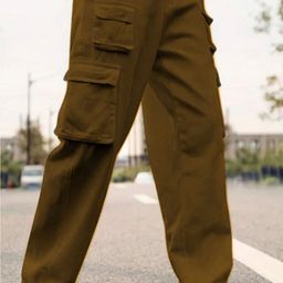 ASHTOM Men Relaxed Loose Fit Cargos Trousers-image-73