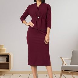 R.Code by The Roadster Life Co. Sheath Midi Dress With Frill Shrug-picture-47
