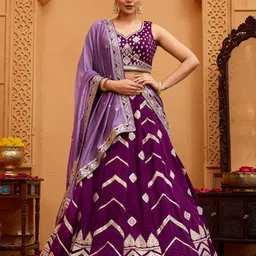 panchhi Embroidered Sequinned Semi-Stitched Lehenga & Unstitched Blouse With Dupatta-picture-6