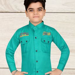 FASHION GRAB Boys Classic Regular Fit Band Collar Solid Cotton Casual Shirt-image-94