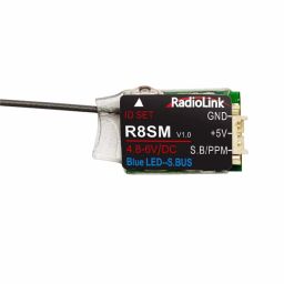 Radiolink R8SM RC Receiver Radiolink R8SM 2.4G 8 Channels Mini Receiver SBUS/PPM Long Range Control for FPV Micro Drone, Quadcopter, Compatible with RC Transmitter T8FB/T8S - RS6088Radiolink R8SM RC Receiver Radiolink R8SM 2.4G 8 Channels Mini Receiver SBUS/PPM Long Range Control for FPV Micro Drone, Quadcopter, Compatible with RC Transmitter T8FB/T8S - RS6088 image 1