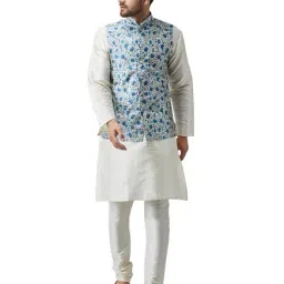 Sojanya Blue Printed Nehru Jacket-picture-0