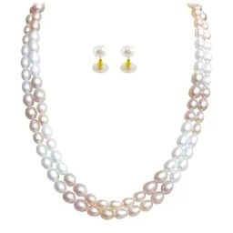 Sri Jagdamba Pearls Golden Necklace & Earring Set-image-87