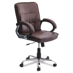 Ergonomica Dark Bown Leatherette Oxamy Medium Back Ergonomicanomic Office Executive Chair-image-95