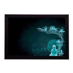 eCraftIndia Blue & Black Lord Buddha UV Wall Art-image-14