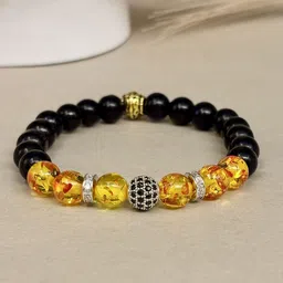 SANAA CREATIONS Unisex Vein Onyx & Jasper Crystal Stones Studded Elasticated Bracelet-15