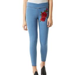 Miss Chase Blue Embroidered Jeggings-image-46