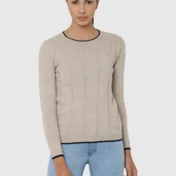 Allen Solly Beige Self Pattern Sweater-image-25